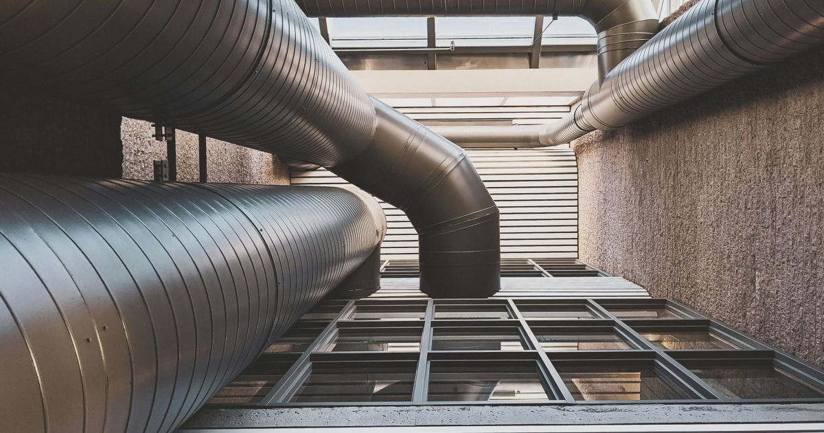 HVAC ducts for airflow and exhaust venting.