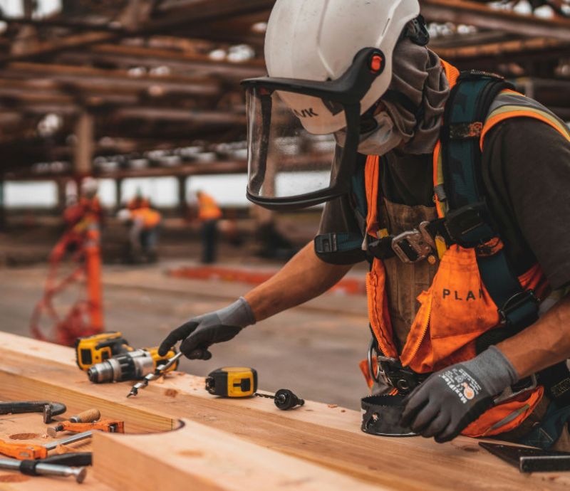 Worked preparing industrial construction frame for installation.